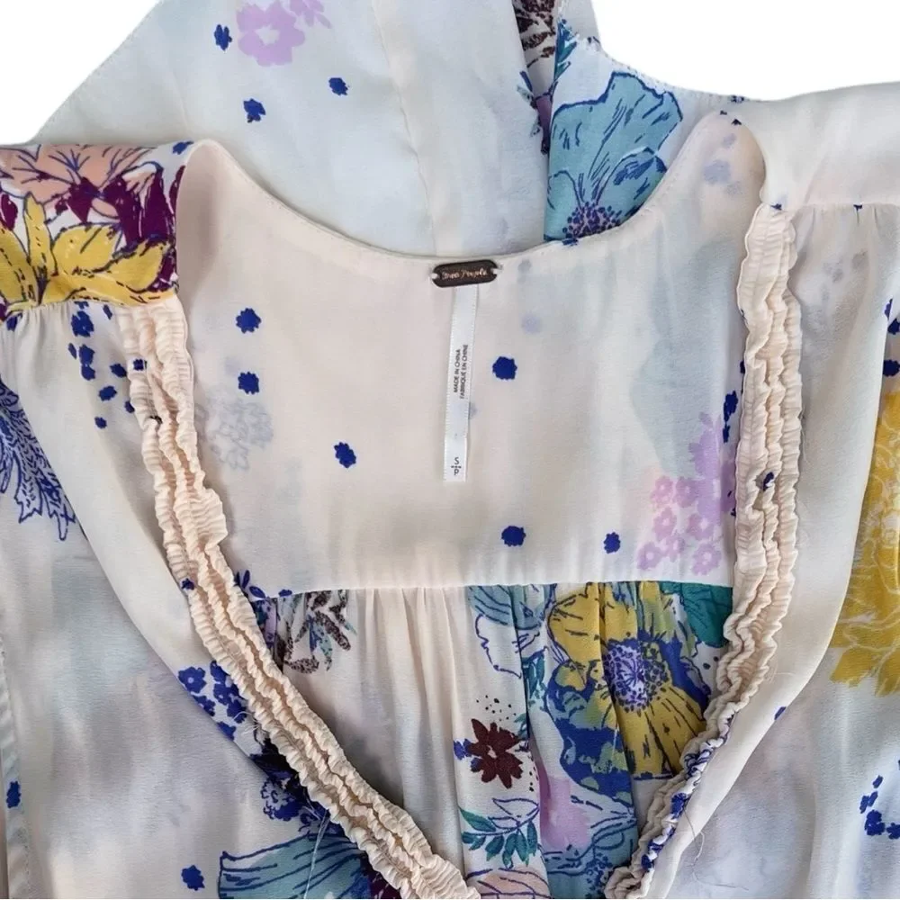 Free People Cream Floral Tunic